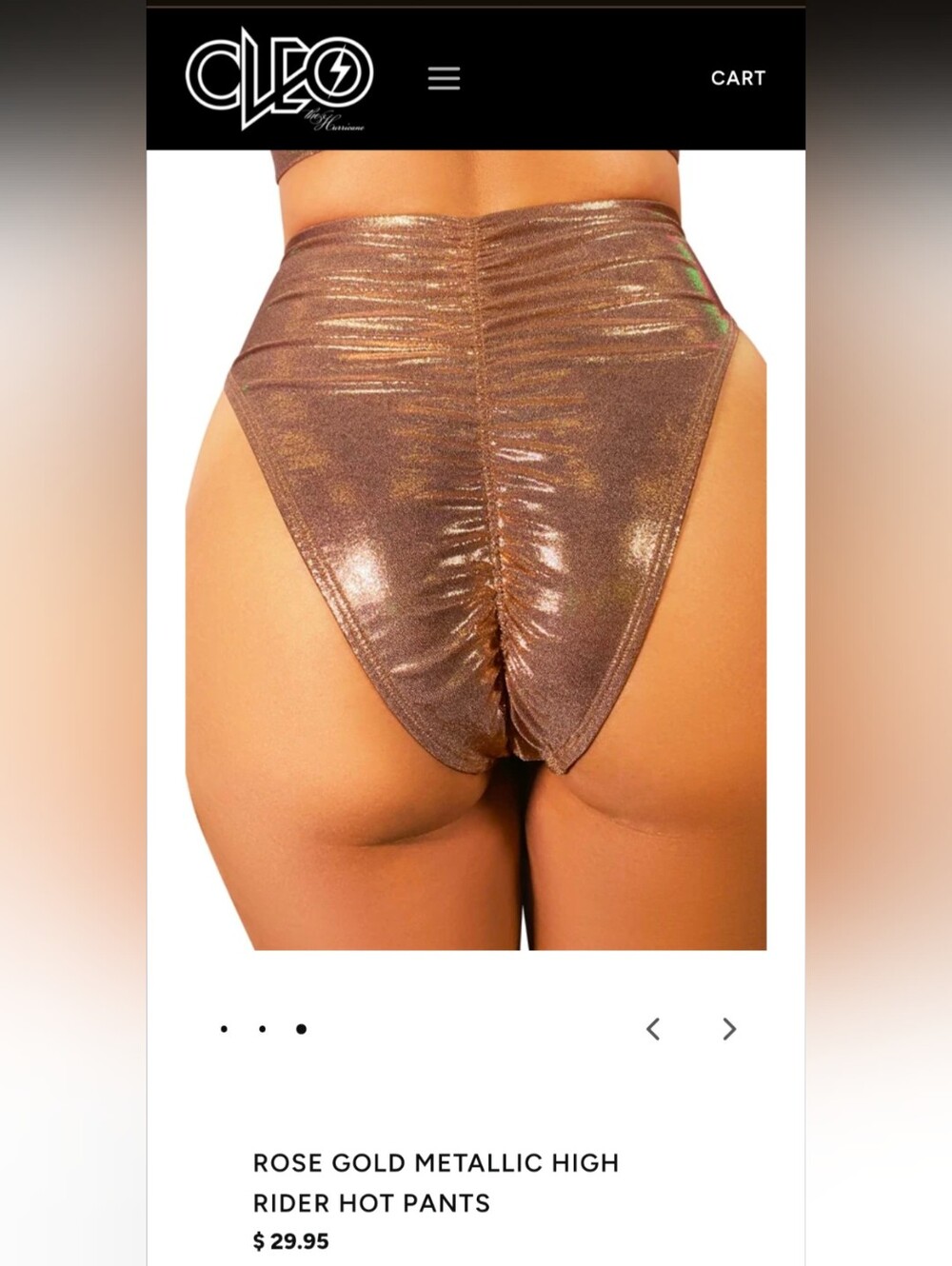Cleo The Hurricane Rose Gold Metallic High Rider Hot Pants